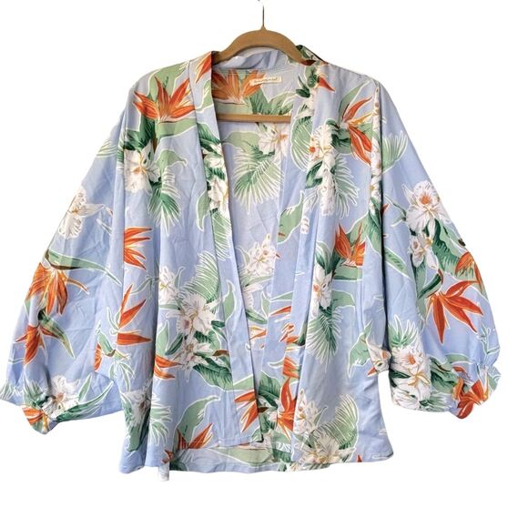 Do Everything In Love Floral Open Front Cuffed Sleeve Kimono- Womens OS - Picture 1 of 6